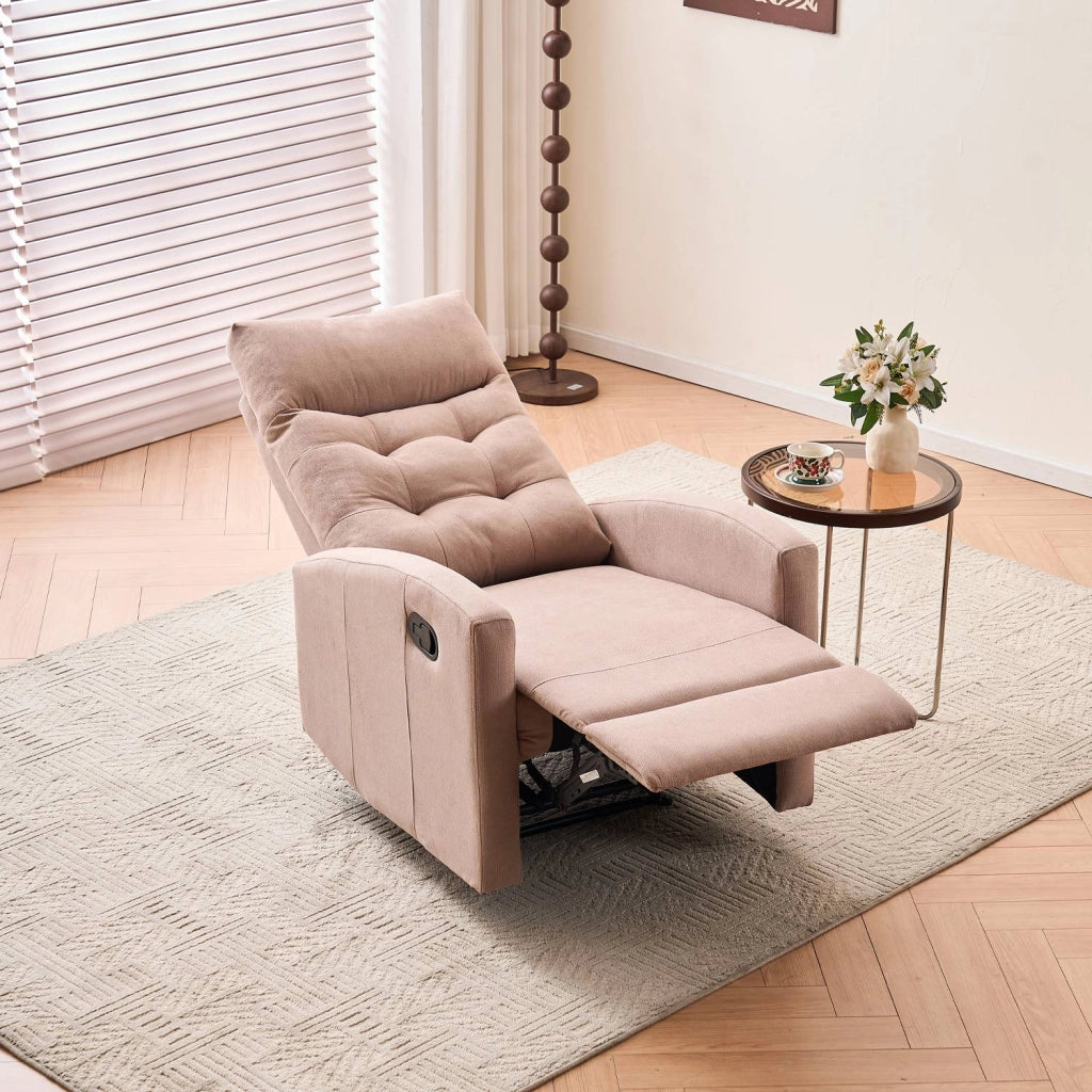 Marvin Poltrona Relax Reclinabile Manuale con Poggiapiedi Solena, Schienale Regolabile Seduta Ergonomica in Tess Tortora