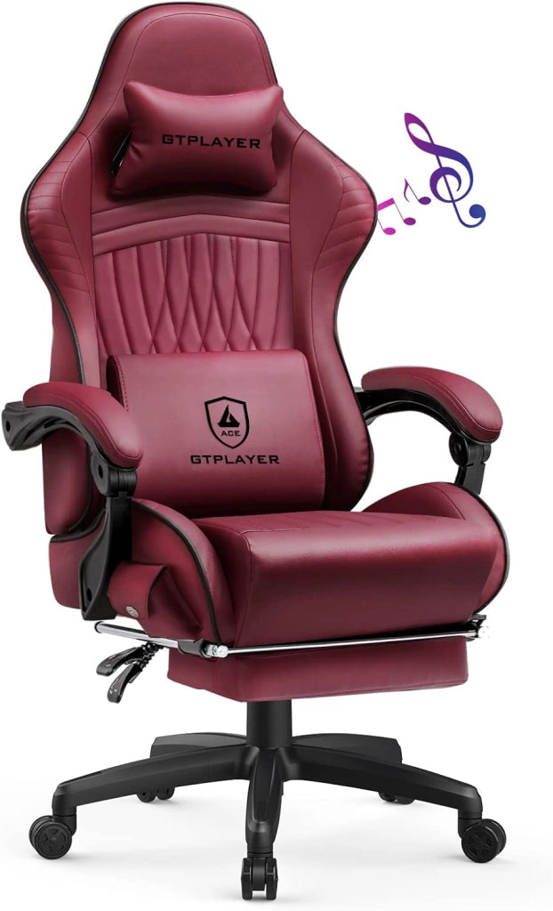 Sedia Gaming Ergonomica con Poggiapiedi e Altoparlante Bluetooth Poltrona Ufficio Scrivania Sedie Girevole Musicale con Braccioli di Collegamento
