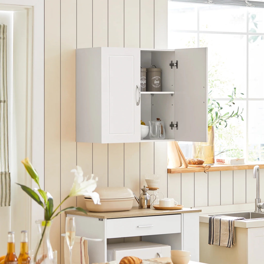 Armadietto pensile da bagno Mobile da parete per il cucina 2 ante 60x30x30cm Bianco FRG231-W