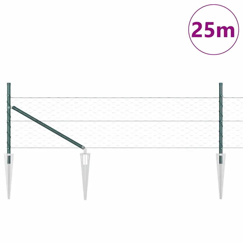 vidaXL Recinzione con pali. Verde 0.5 x 25 m Acciaio rivestito in PVC