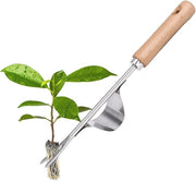 Strumento per la rimozione dell'erba infestante in alluminio con manico in legno - Strumento manuale per aiutare nel giardinaggio per un wieding efficace