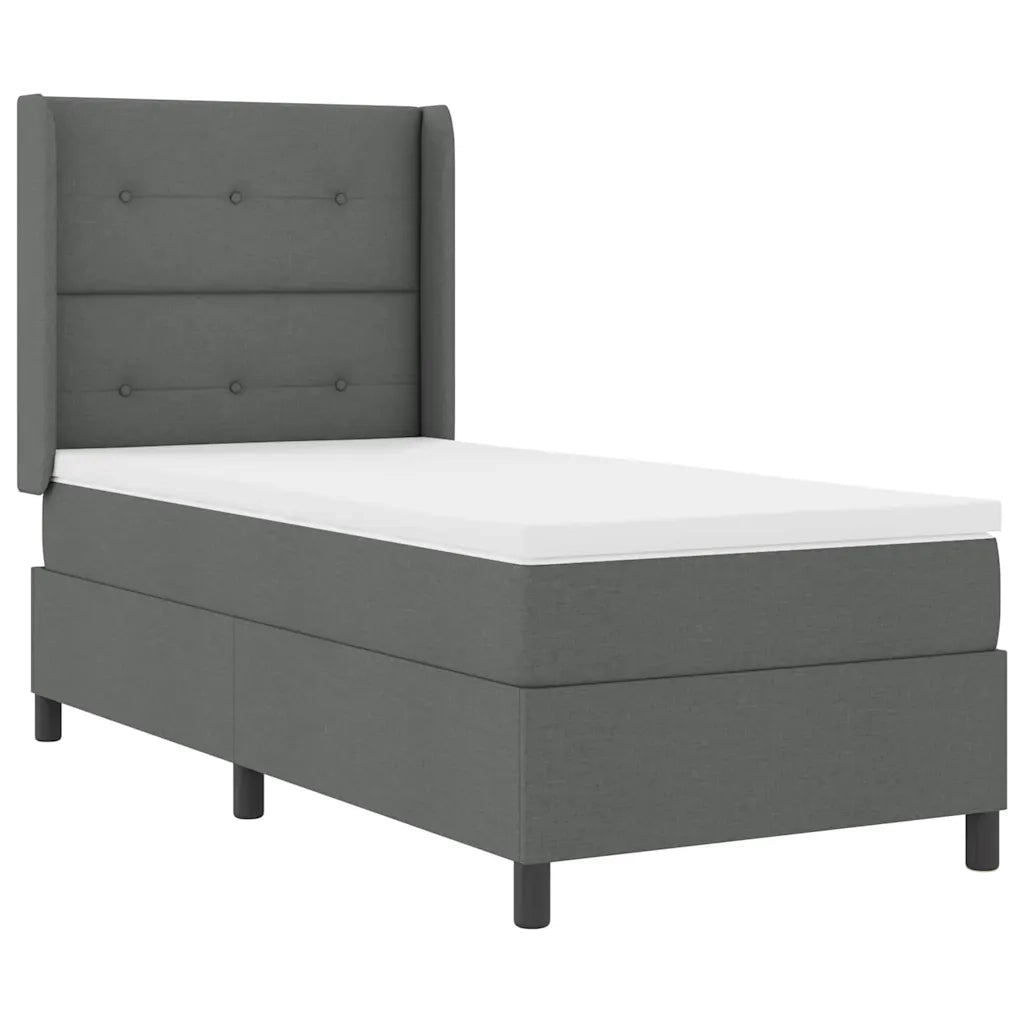 Letto a molle con materasso Grigio scuro 100 x 200 cm Tessuto 3341631