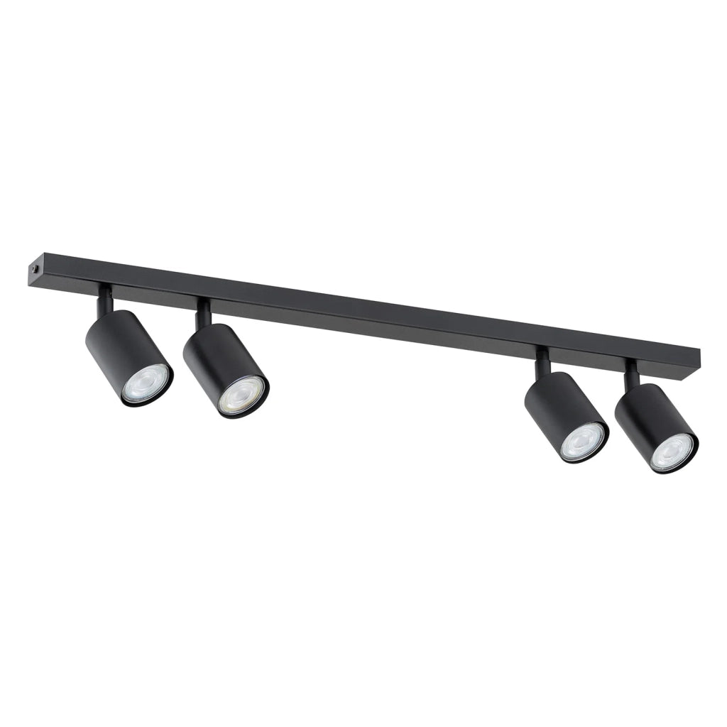 Plafoniera Moderna 4 Luci Faretti Khnum In Acciaio Nero