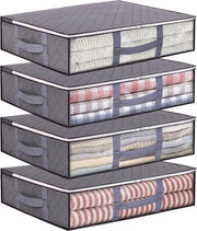 Ottomano 4 pezzi - 40 litri - pieghevole - contenitore di stoccaggio - grande capacità - contenitori di stoccaggio trasparenti - maniglie rinforzate - organizzatore con chiusura a righello - contenitore per coperte - coperte