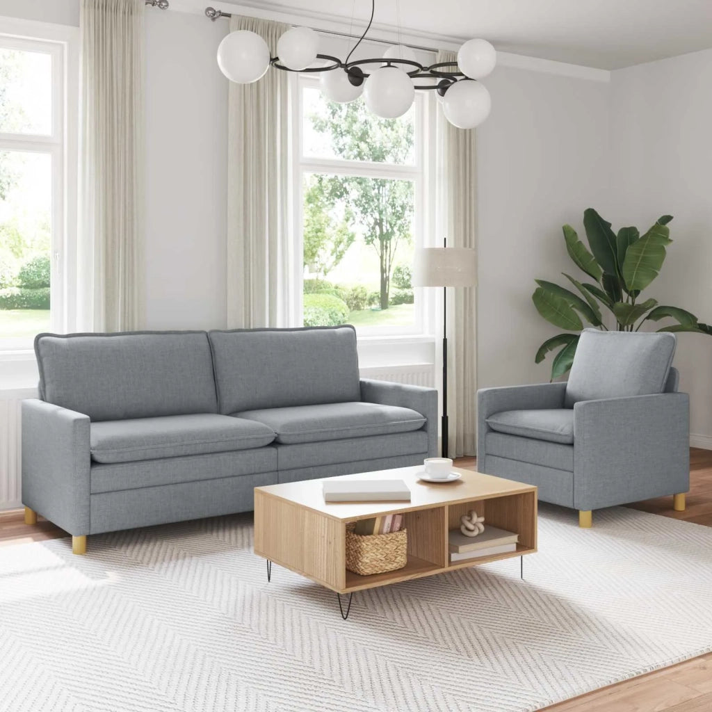 Set di divani 2 pz Grigio Chiaro Tessuto 3417101