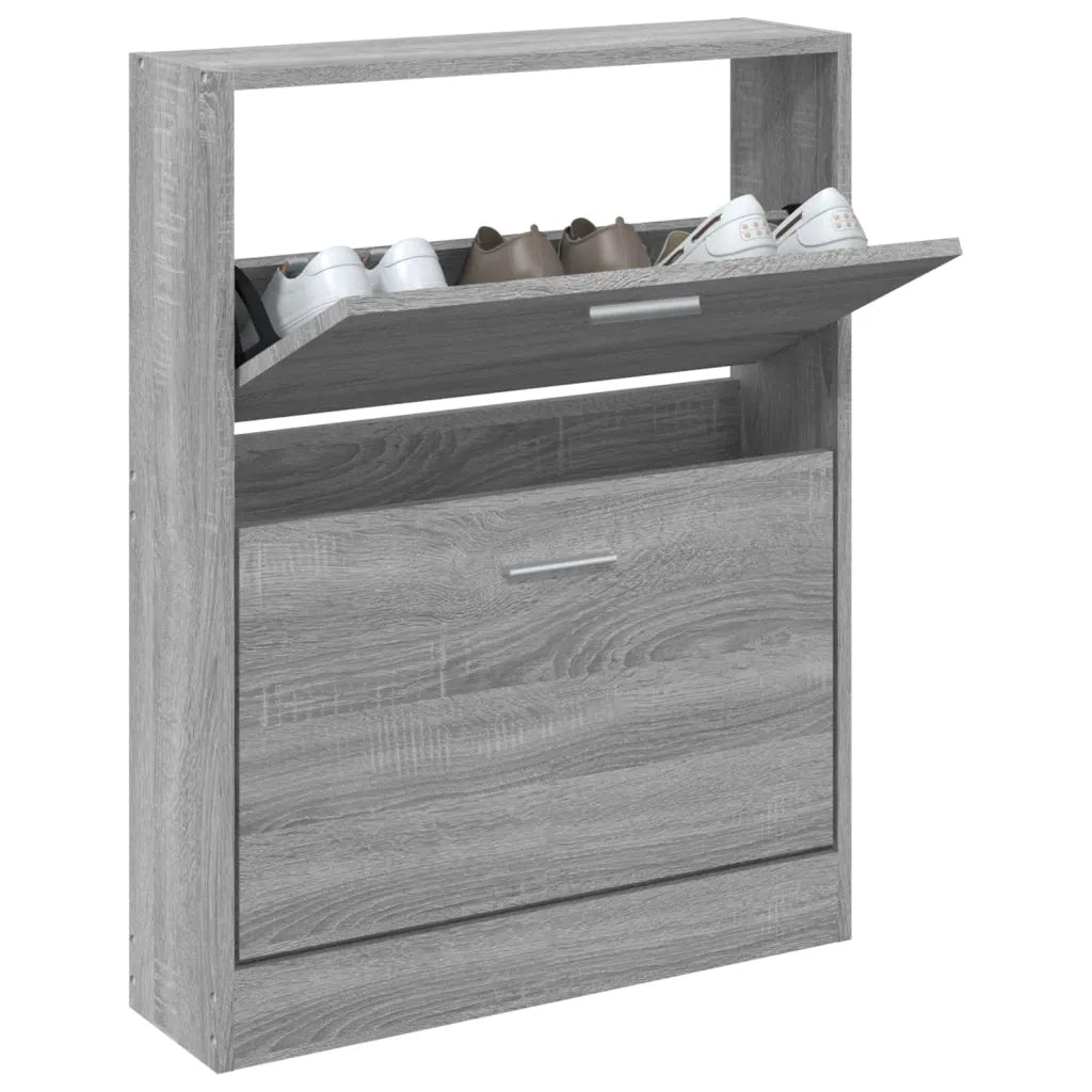 Scarpiera-Scaffale per scarpe Grigio Sonoma 59x17x81 cm in Legno Multistrato