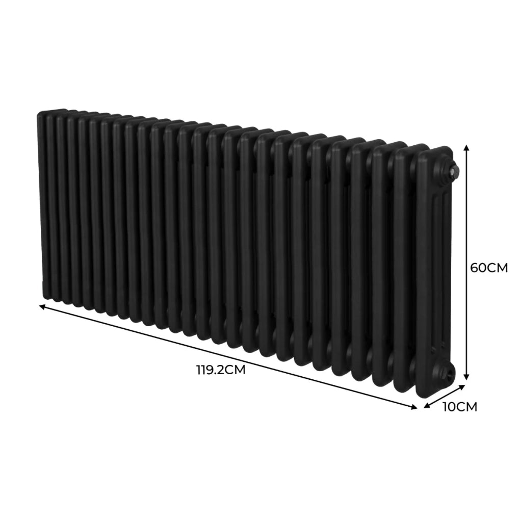 Termosifone Radiatore a 3 colonne per riscaldamento centralizzato Nero 60 x 119cm