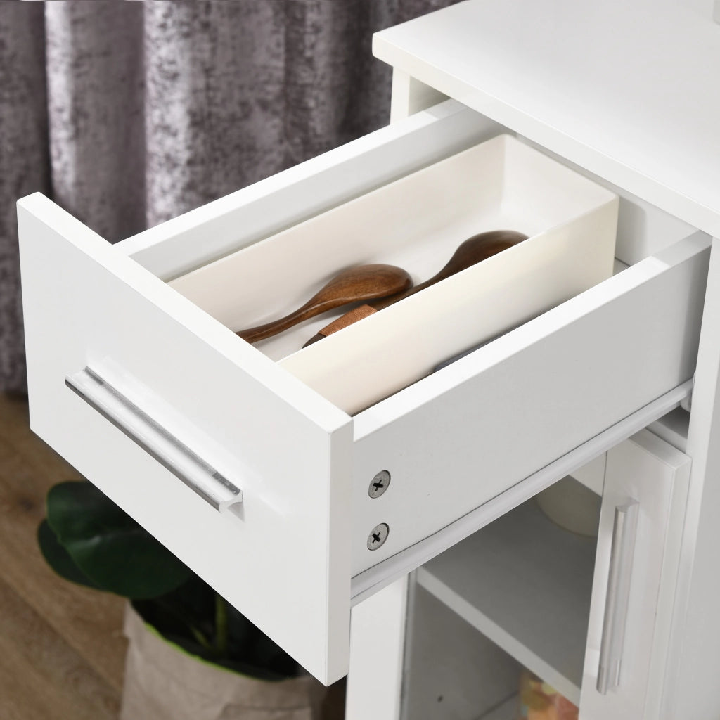 EasyComfort Credenza Moderna con Armadietti e Cassetto in Legno e Vetro, 60x40x95cm, Bianco