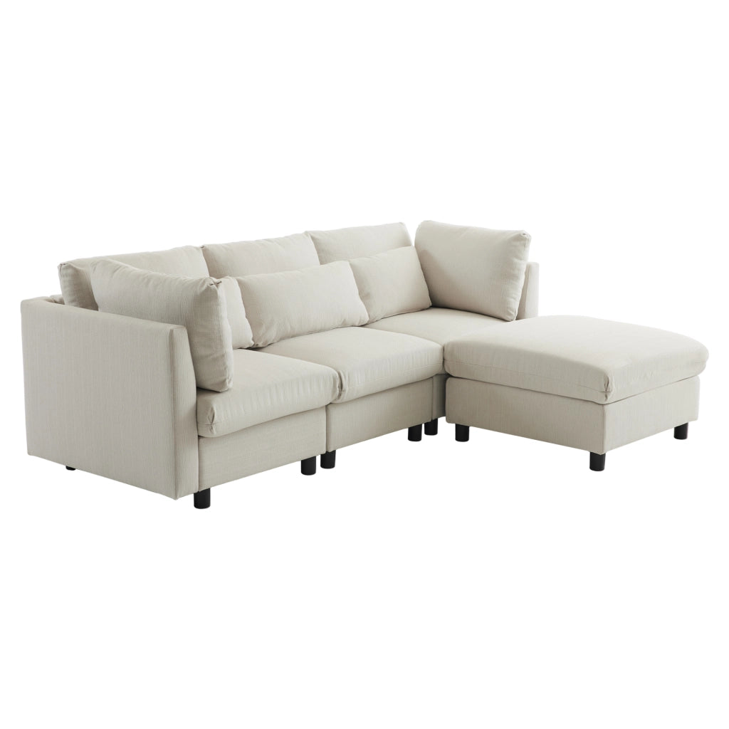 Divano angolare moderno - Zephmum- Design elegante con pouf