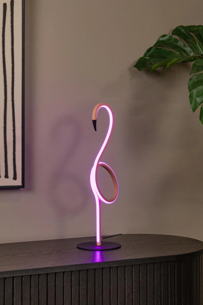 Lampada da tavolo Flamingo LED RGB rosa nero Lucide