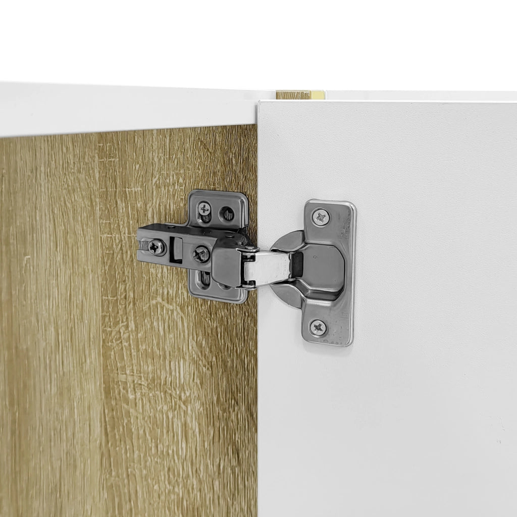 OKWISH Mobile TV con 4 Ante e Chiusura Ammortizzata, Finitura Lucida, per Soggiorno, MDF, Bianco, 170 x 35 x 46 cm