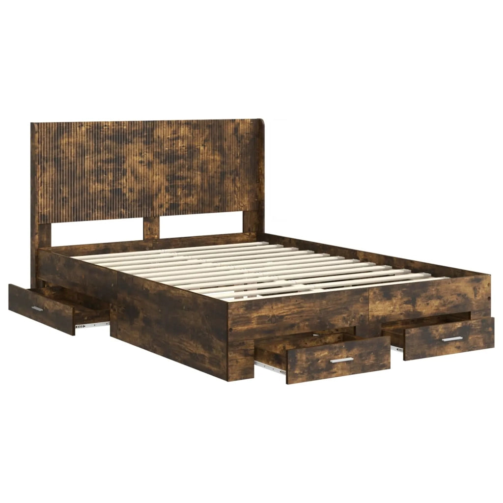 Struttura del letto con stoccaggio e testata Rovere Fumo 3414113