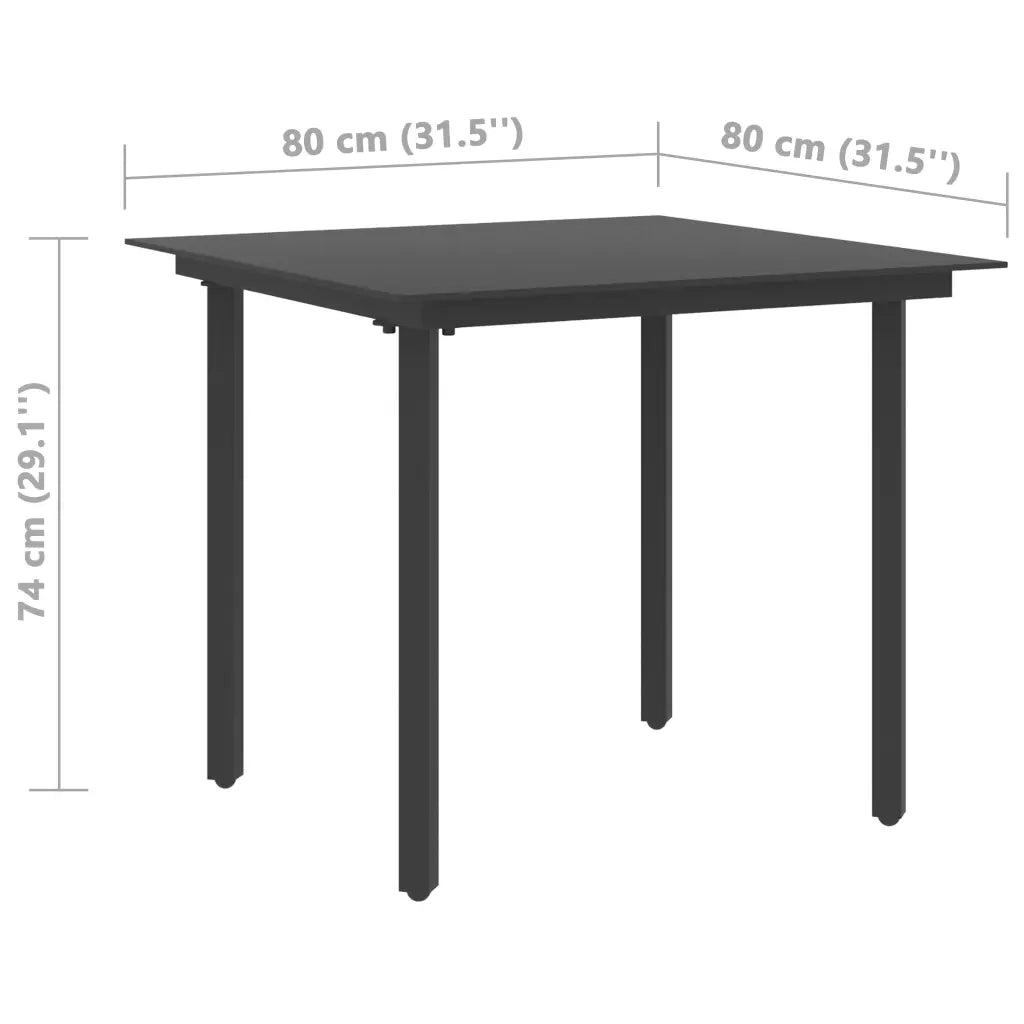 Set da Pranzo da Giardino 3 pz in Rattan PVC Nero cod mxl 34902