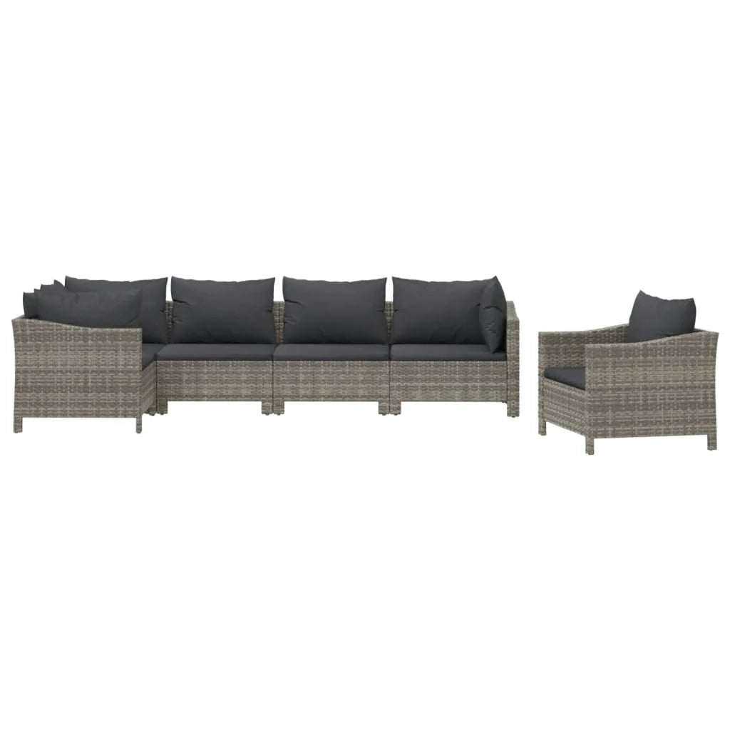 Set di mobili da giardino mobili da esterno 6 pezzi con cuscini resina intrecciata grigia 02_0016812
