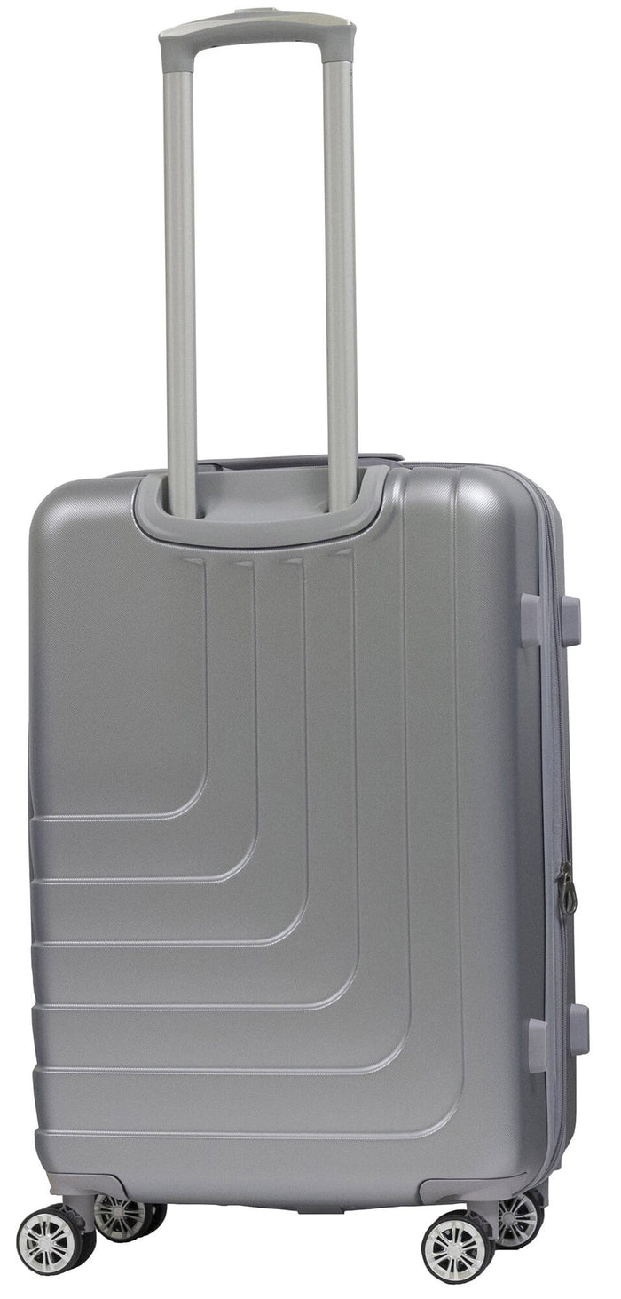 Set 3 Valigie Trolley Rigide in ABS 4 Ruote TSA Ravizzoni Titanio Silver