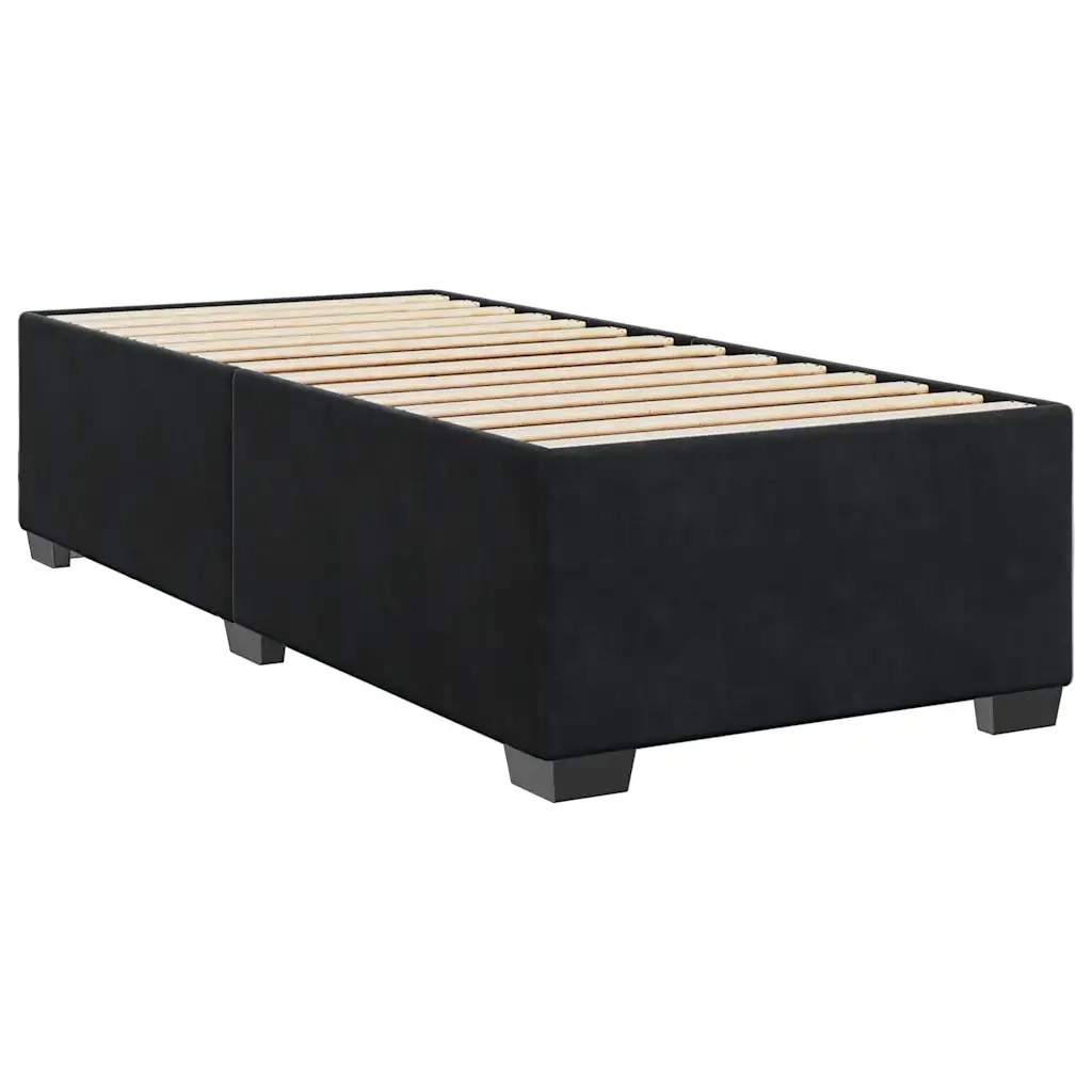 Letto a Molle con Materasso Nero Singolo in Velluto