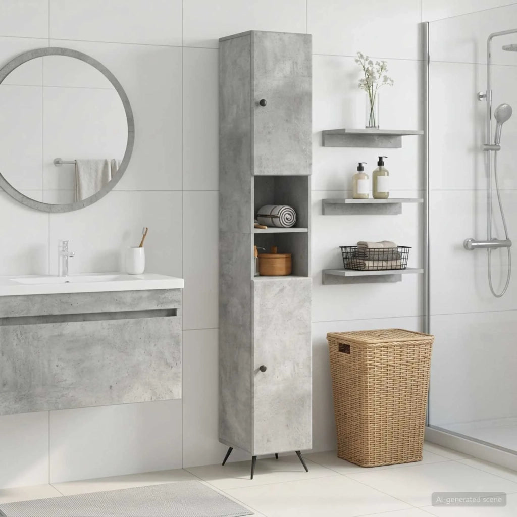 Armadio da Bagno con Ripiano Aperto BREDA Grigio Cemento 897478