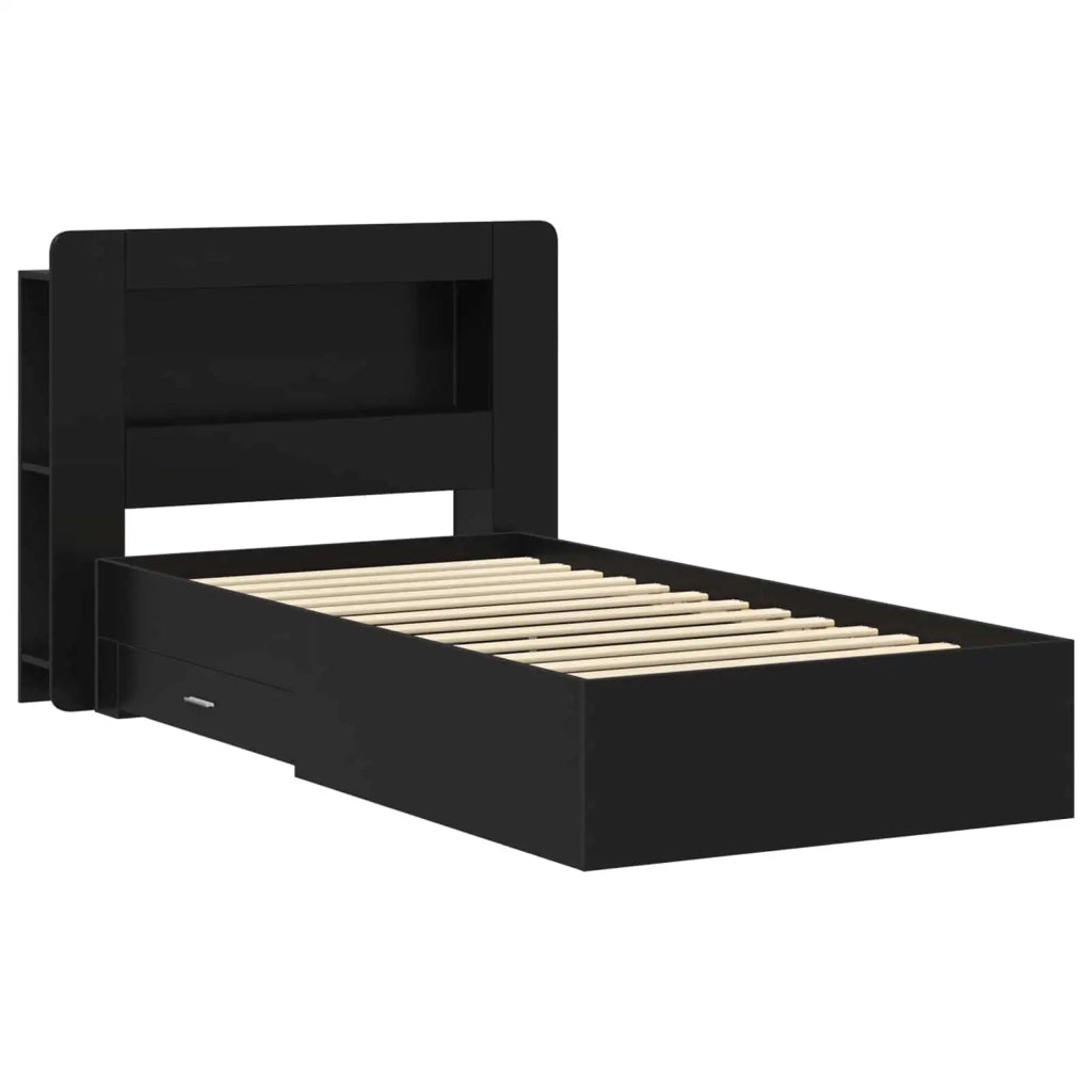Telaio del letto con storage con cassetto Nero 75 x 190 cm 3433801