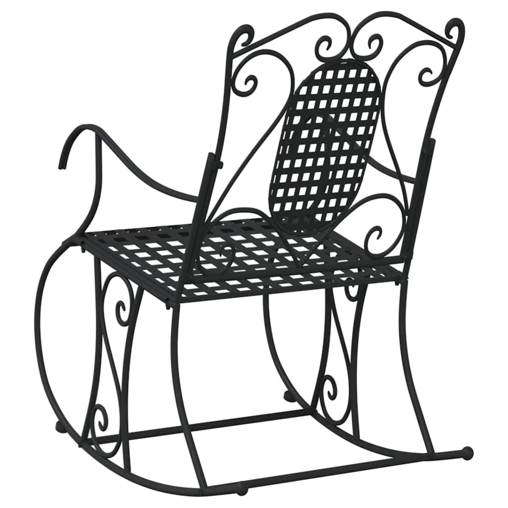 Panca da giardino mobili da esterno per patio panca a dondolo per terrazza 84 cm acciaio nero 02_0011847