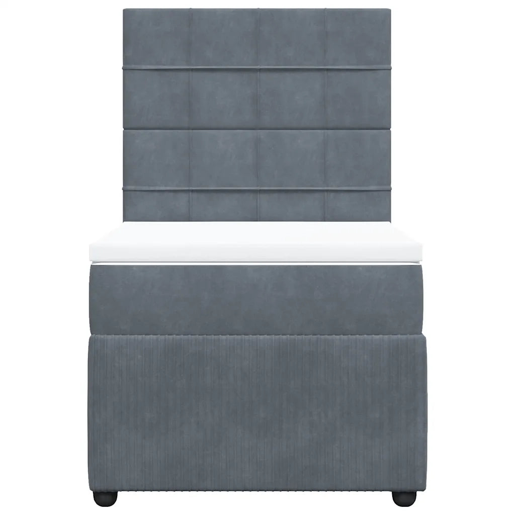 Giroletto a Molle con Materasso Grigio Scuro 90x190 cm Velluto