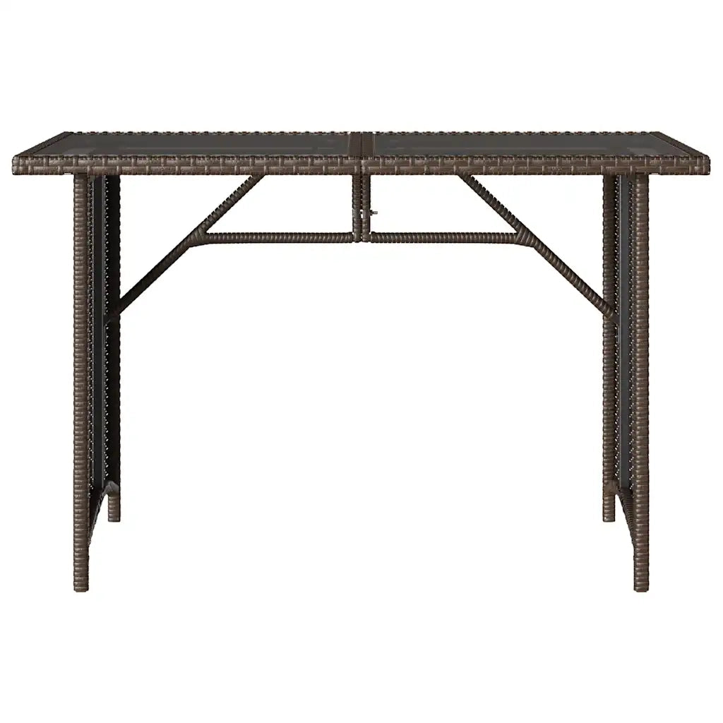 Tavolo Giardino Piano in Vetro Marrone 110x68x70 cm Polyrattan