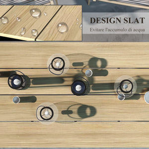 Tavolo da Giardino Rettangolare per 6-8 Persone 180x90x74cm in Alluminio con Piano a Doghe Quercia