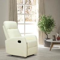 Poltrona Relax Reclinabile 165° con Poggiapiedi Regolabile Ergonomica in pelle PU, 65 × 92 × 100cm Crema
