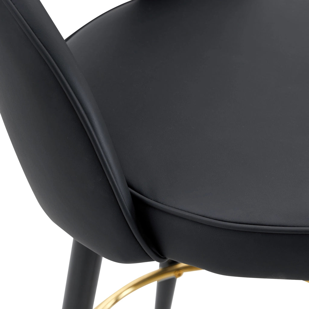 Sgabello da bar girevole a 360° ergonomico in metallo e pelle PU nero