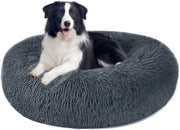 Cuscino per Cani e Gatti in Piuma Plucchè - Donut Cuscino di Peluche - Lavabile - Grigio Scuro - M/L/XL - per Piccoli, Medi e Grandi Animali di Famiglia