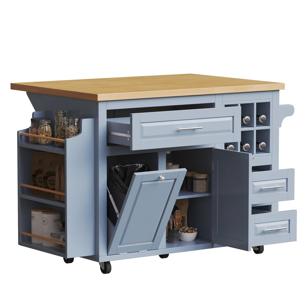 Carrello da cucina con piano ribaltabile; cassetti; ripiani regolabili; portabottiglie ed vano pattumiera