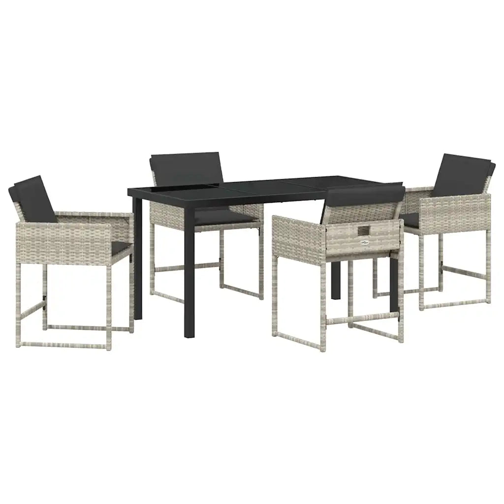 Set da Pranzo per Giardino 5 pcs Grigio chiaro polyrattan 3380734