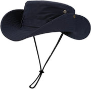 Cappello da sole, protezione respirante Cappello da pesca Larga fascia Cappello da safari Cappello a maglia respirante per campeggio escursioni viaggi - Blu marino