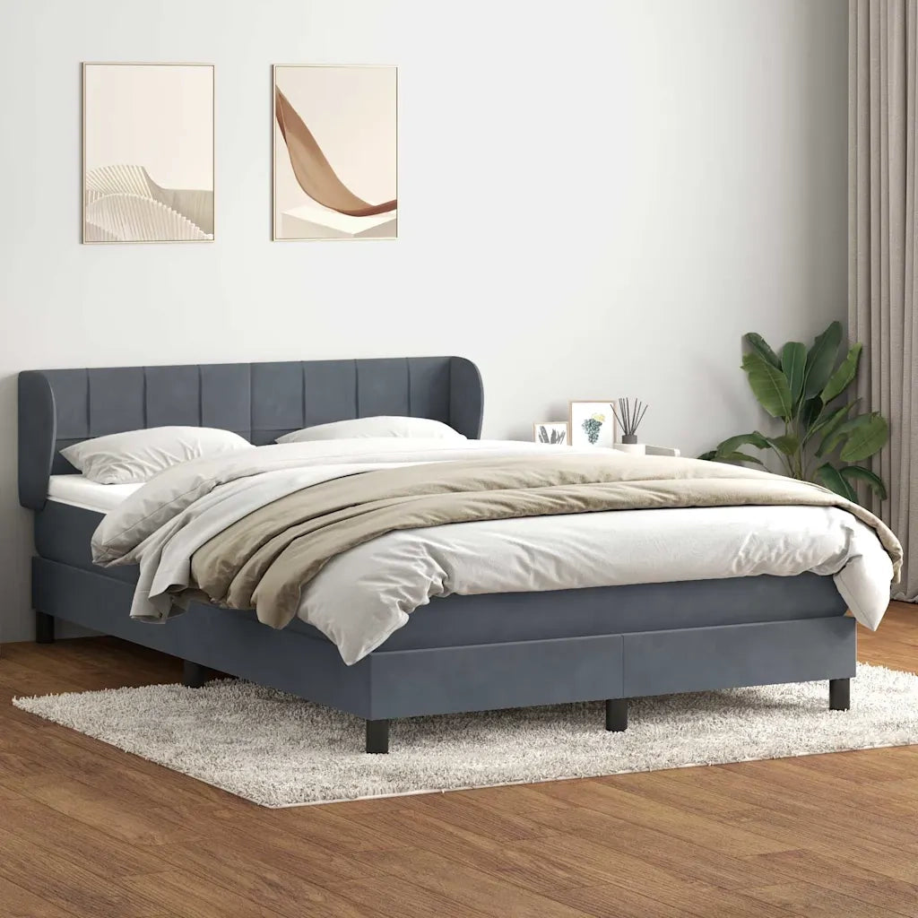 Giroletto a Molle con Materasso Grigio Scuro 160x210 cm Velluto 3317530