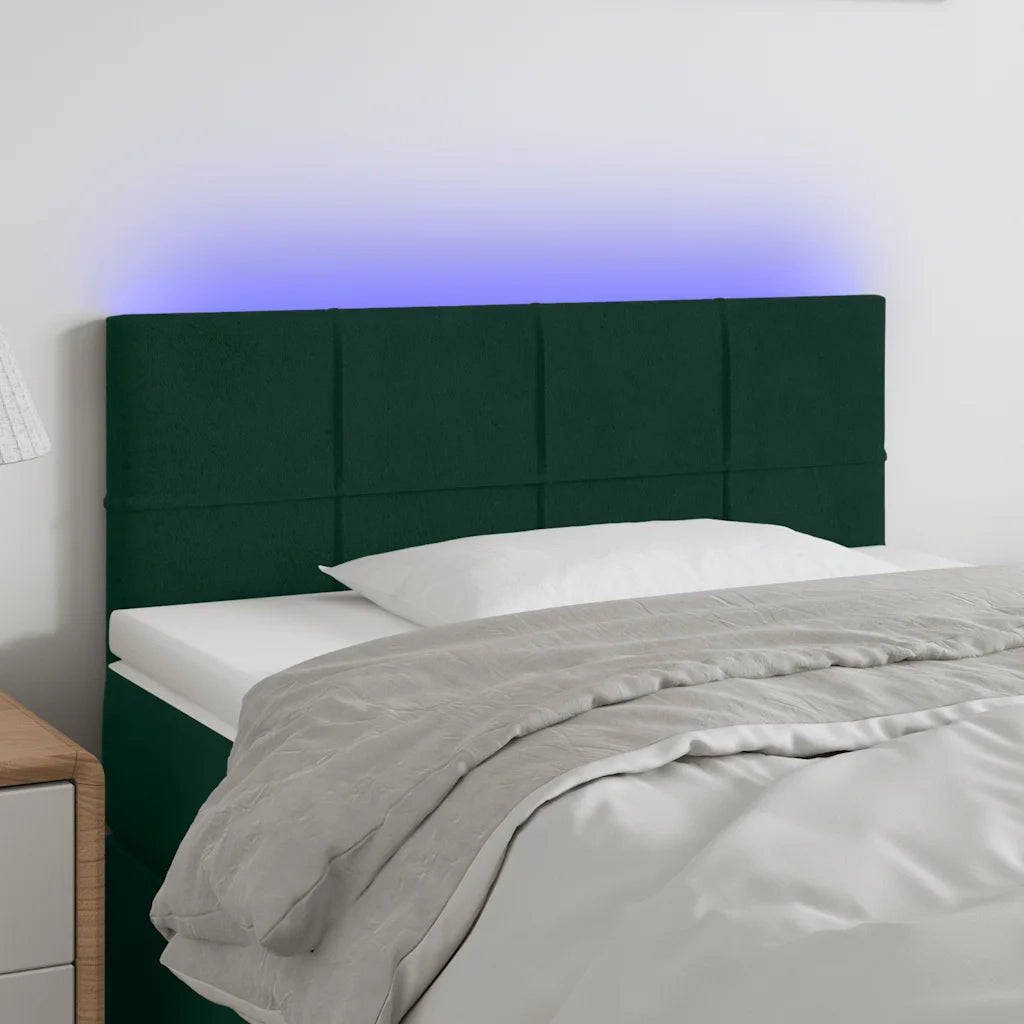 Testiera a LED-Testata con LED Verde Scuro 80x5x78/88 cm in Velluto 493003