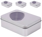 Borsa per biscotti robusta - Contenitore aereodinamico per scatole di conservazione - 4 x Scatole di conservazione - Scatola di metallo con finestra - Dimensioni 12,5 x 9 x 3,5 cm - Biscottiere in alluminio - Contenitore di conservazione