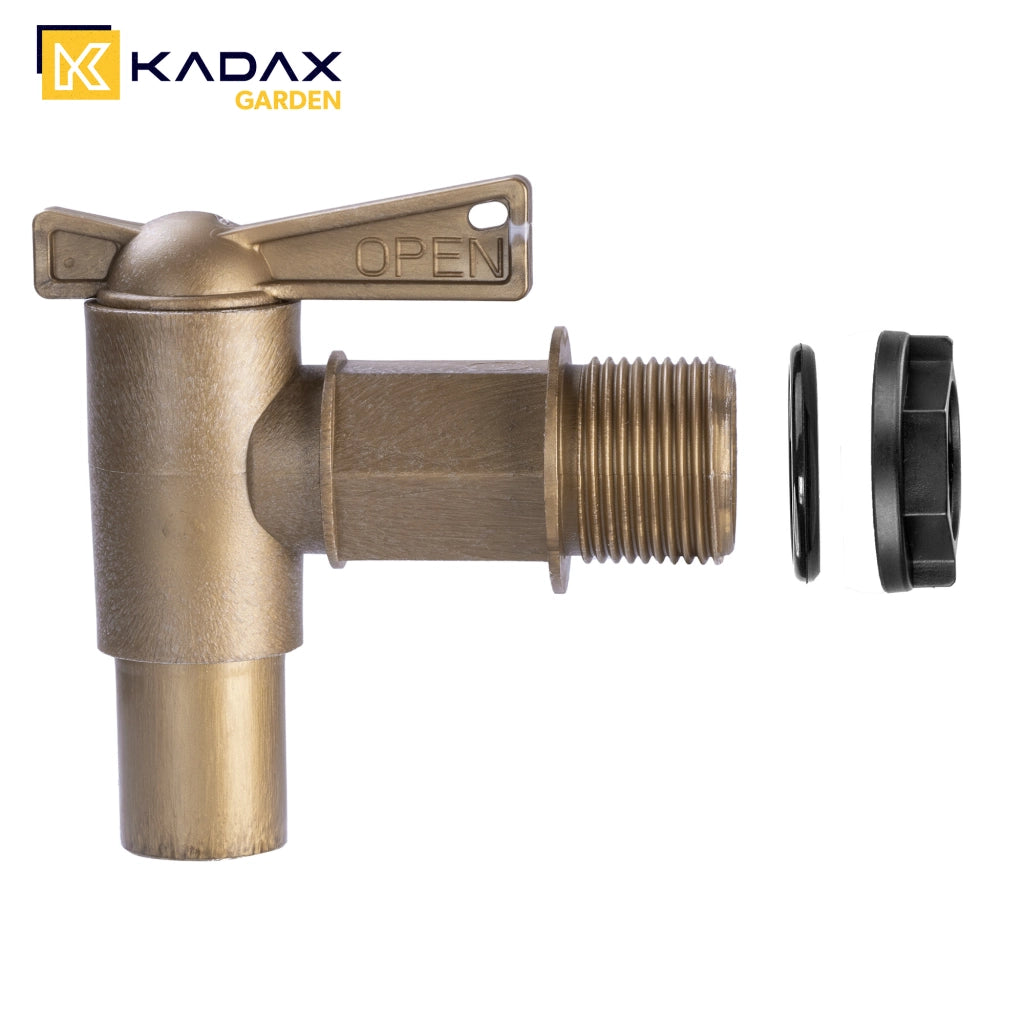 Rubinetto da giardino KADAX 3/4 per serbatoio di acqua piovana con valvola a barilotto.
