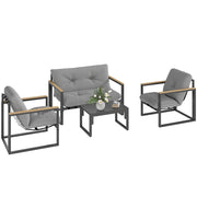 Set da giardino 4 posti con divano 2 posti e poltrona ¨C zephmum ¨C tessuto grigio chiaro