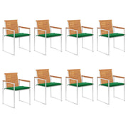 Sedie da Giardino con Cuscini 8 pz in Legno Massello di Acacia cod mxl 76321