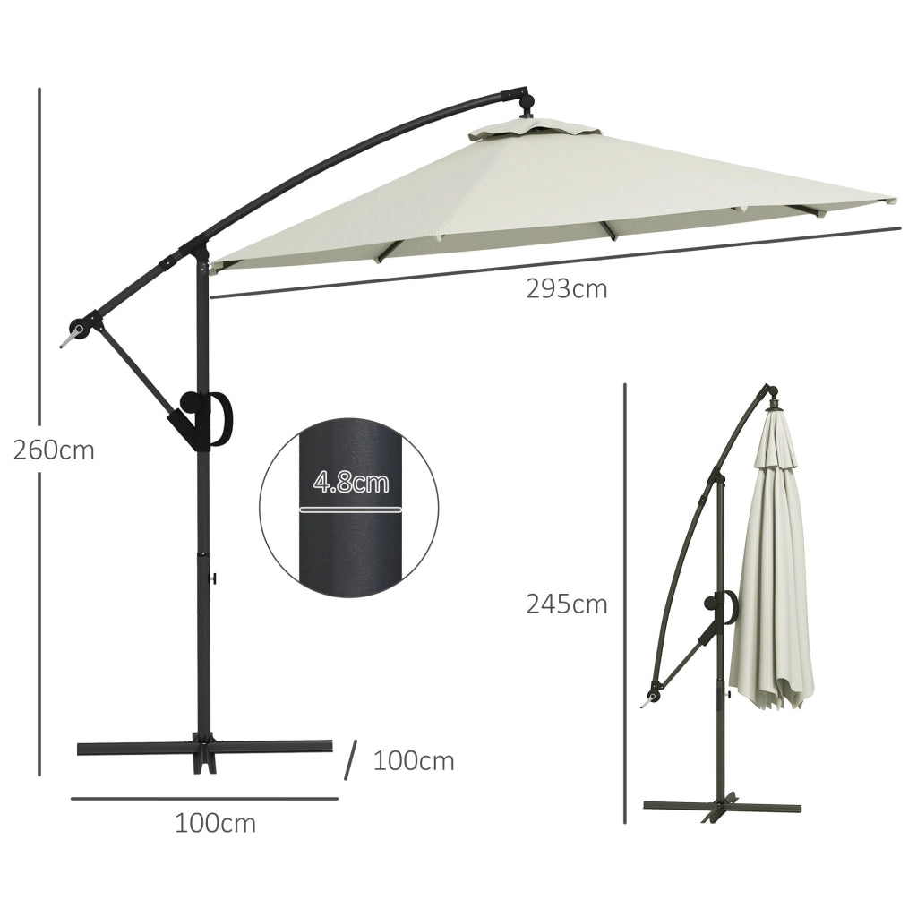Ombrellone da Giardino ¨C Zephmum ¨C Bianco Crema ?3x2.6 m 8 Stecche Alluminio