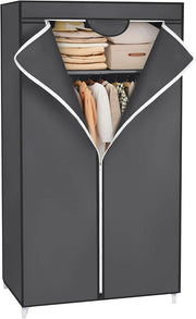 Armadio in tessuto, armadio pieghevole con asta di sospensione, armadio semplice, organizer per giocattoli, scarpe, borse, soggiorno, camera da letto, guardaroba, 75 x 45 x 160 cm, grigio