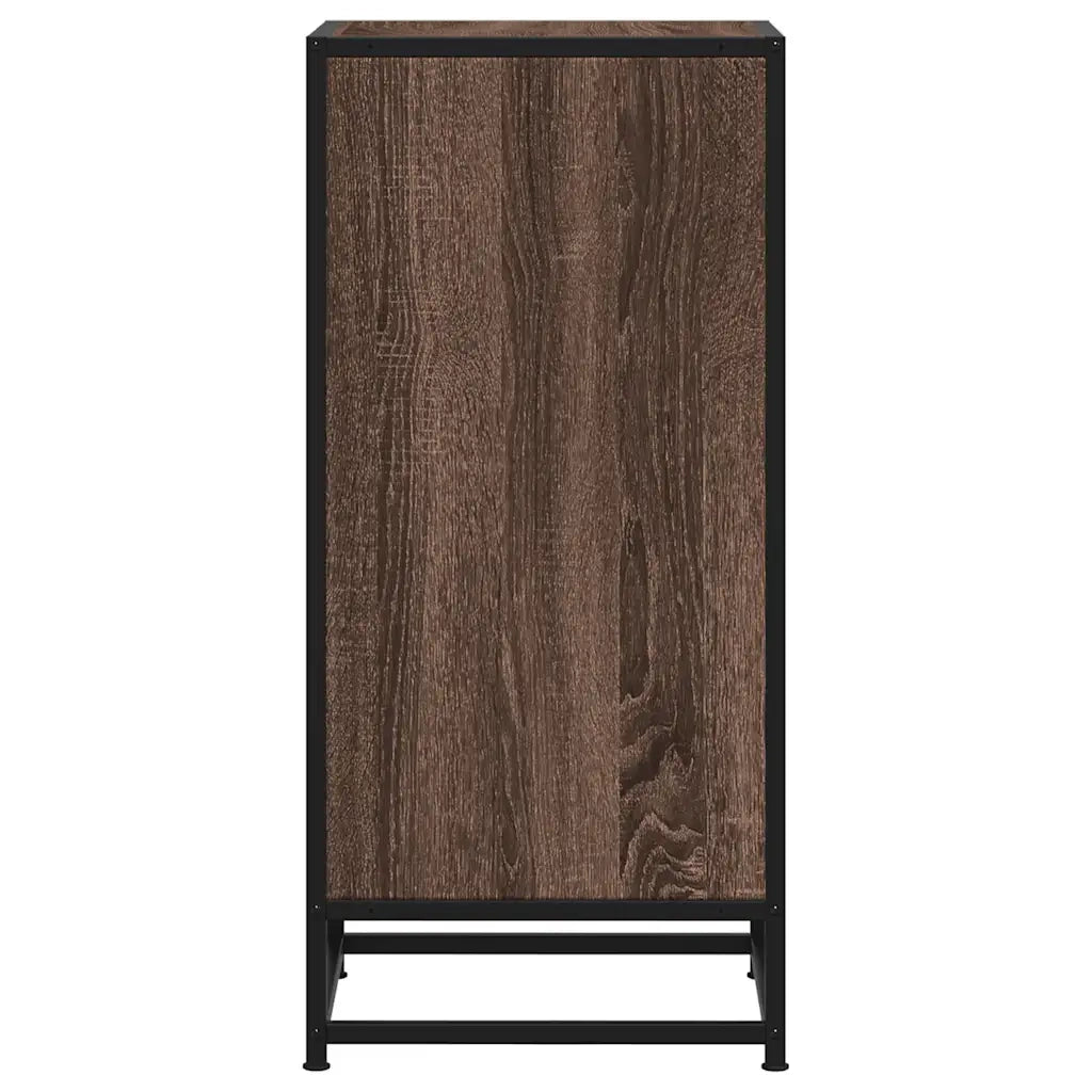 Credenza Rovere Marrone 35,5x35x76 cm in Truciolato e Metallo 848953