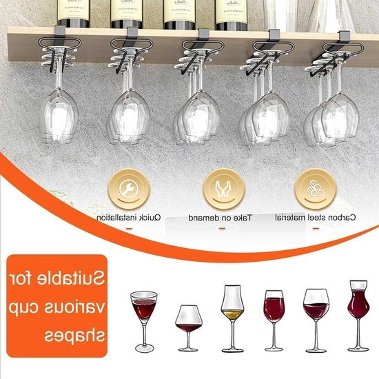 Sistema di Supporto per Bicchieri da Vino - Organizzatore per Bicchieri - Set da 3 Supporti per Bicchieri da Vino