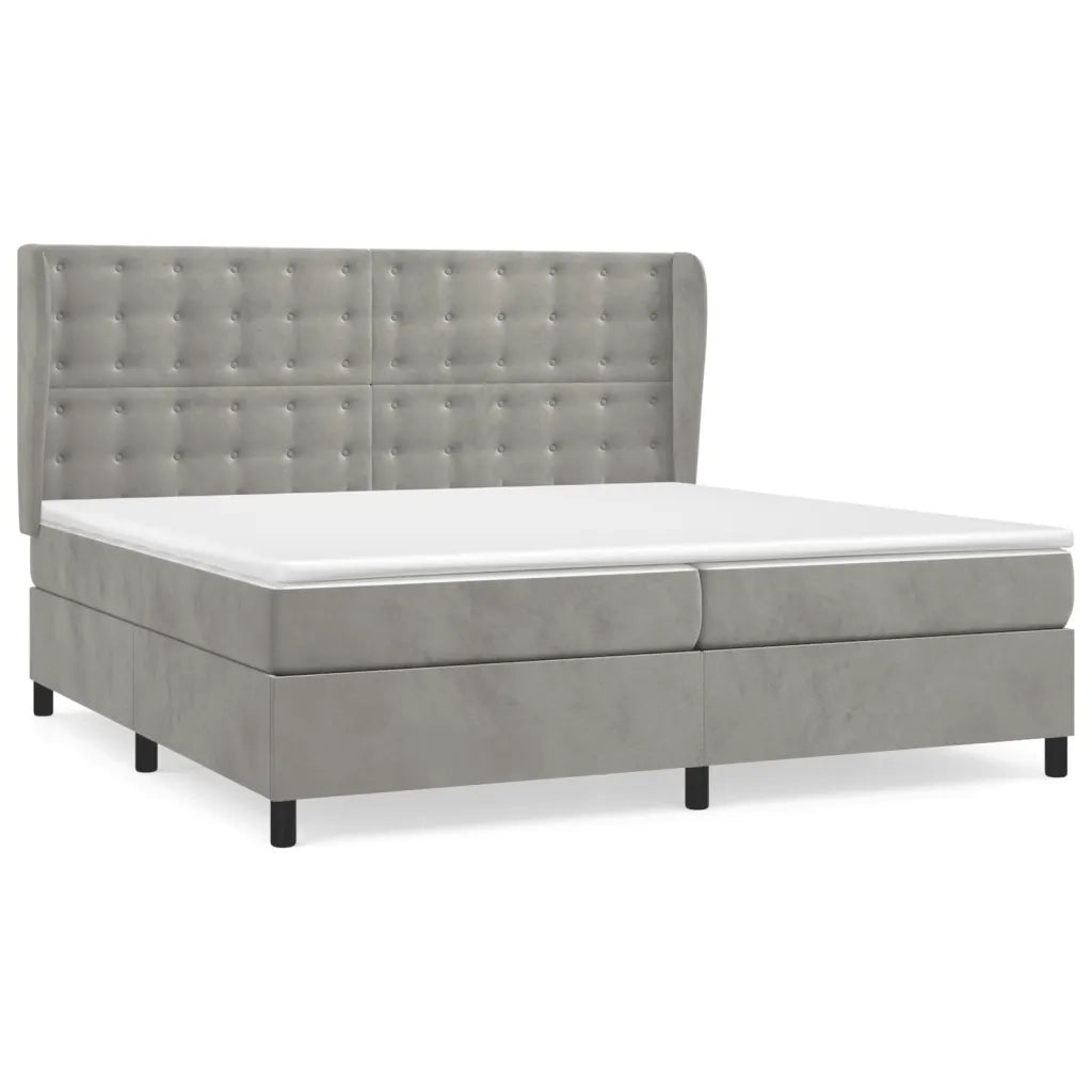 Giroletto a Molle con Materasso Grigio Chiaro 200x200cm Velluto cod mxl 64458