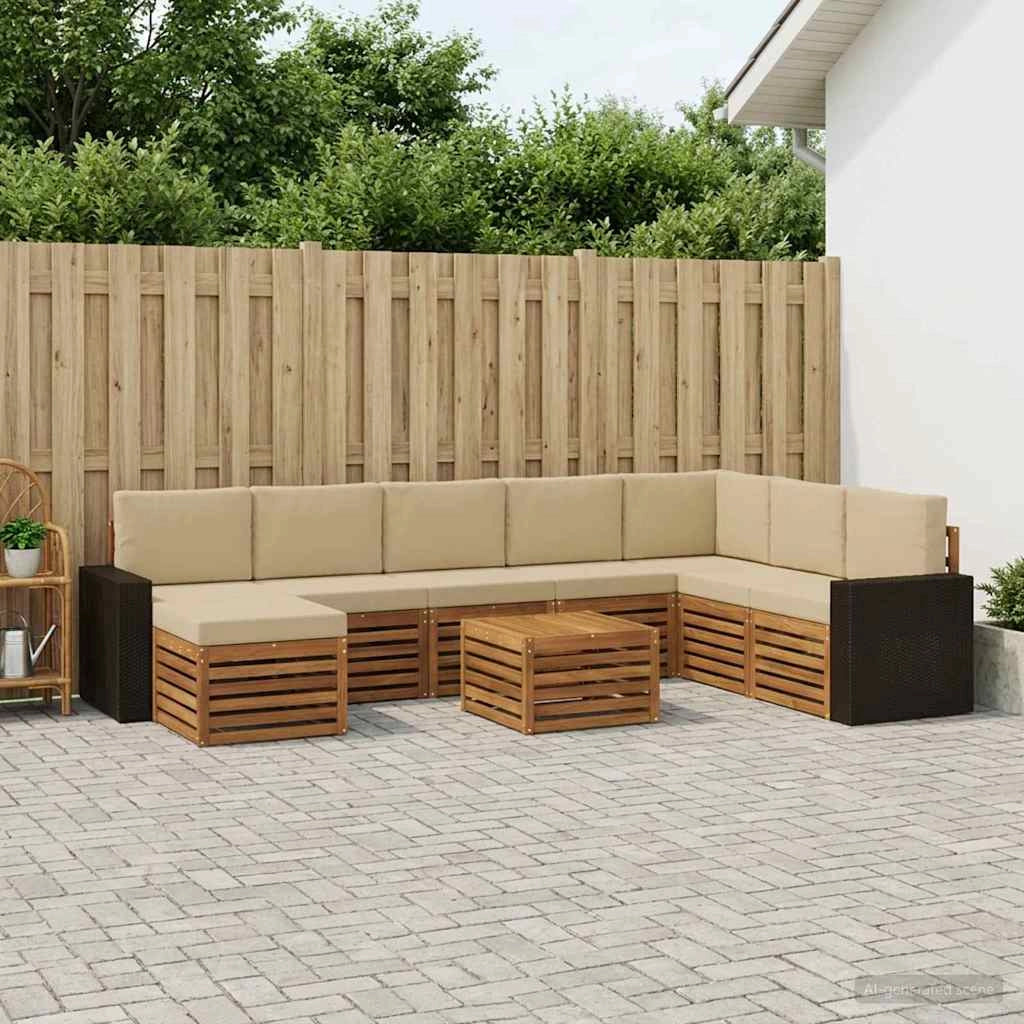 Set di divani da esterno 9 pz Naturale e Beige 3384754