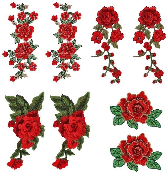 Pannelli da cucito 4 stili - con applicazione - decorazione DIY - per abbigliamento/jeans/pantaloni - artigianato - pannelli da cucito con applicazione
