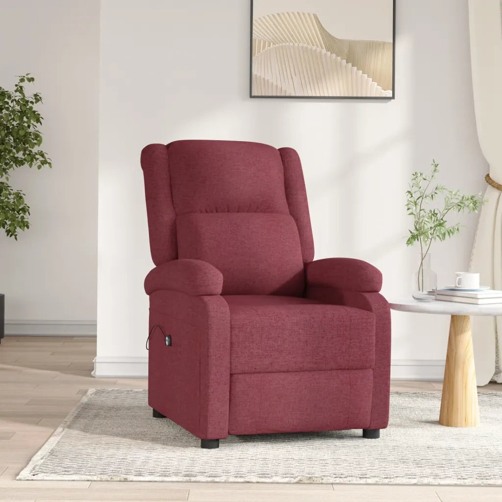 Poltrona Elettrica Reclinabile Rosso Vino in Tessuto 3098356