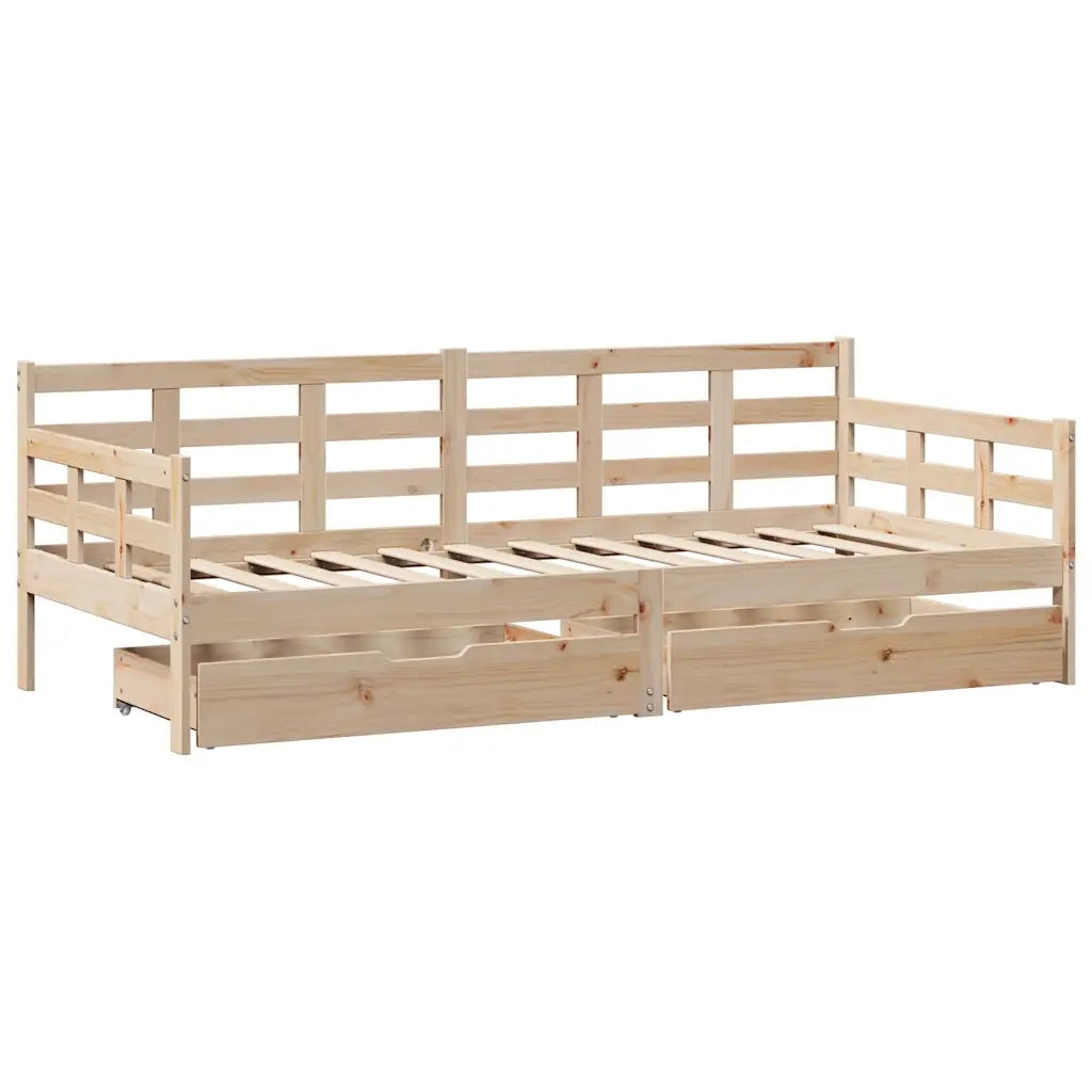 Dormeuse con Cassetti 90x200 cm Legno Massello Pino