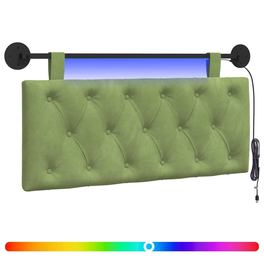 Testiera | Testata sospesa Con luce LED Verde chiaro Velluto