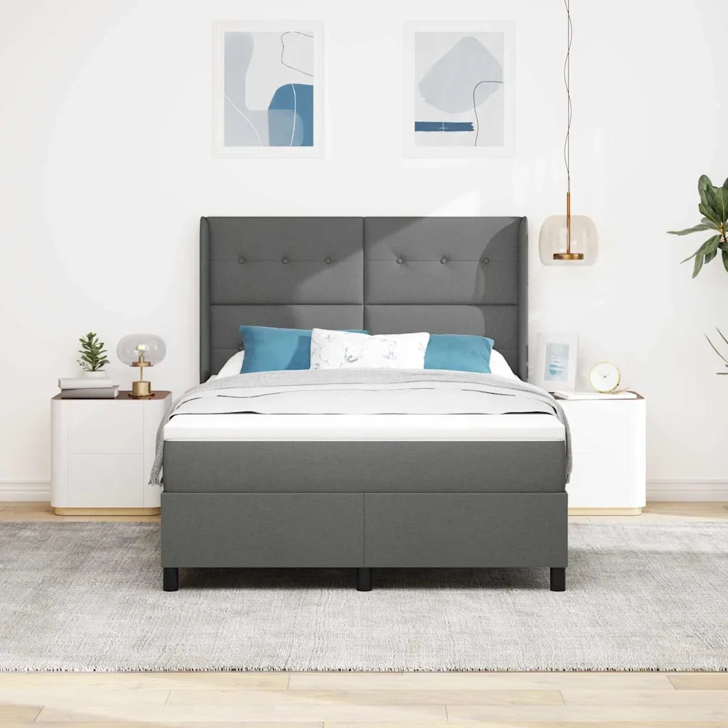 Letto a molle con materasso Grigio scuro 140 x 200 cm Tessuto