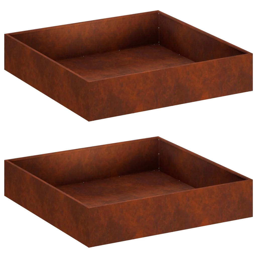 Vaso da giardino 2 pz Ruggine 80 x 80 x 20 cm Acciaio Corten 8005021